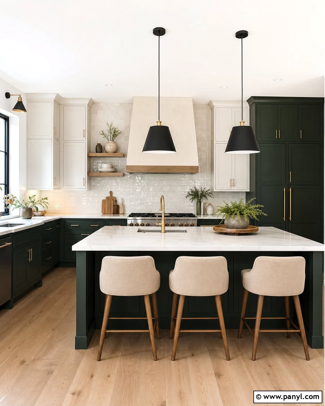 Backwoods Green Two-Tone Kitchen - 30 benjamin moore backwoods green ideas