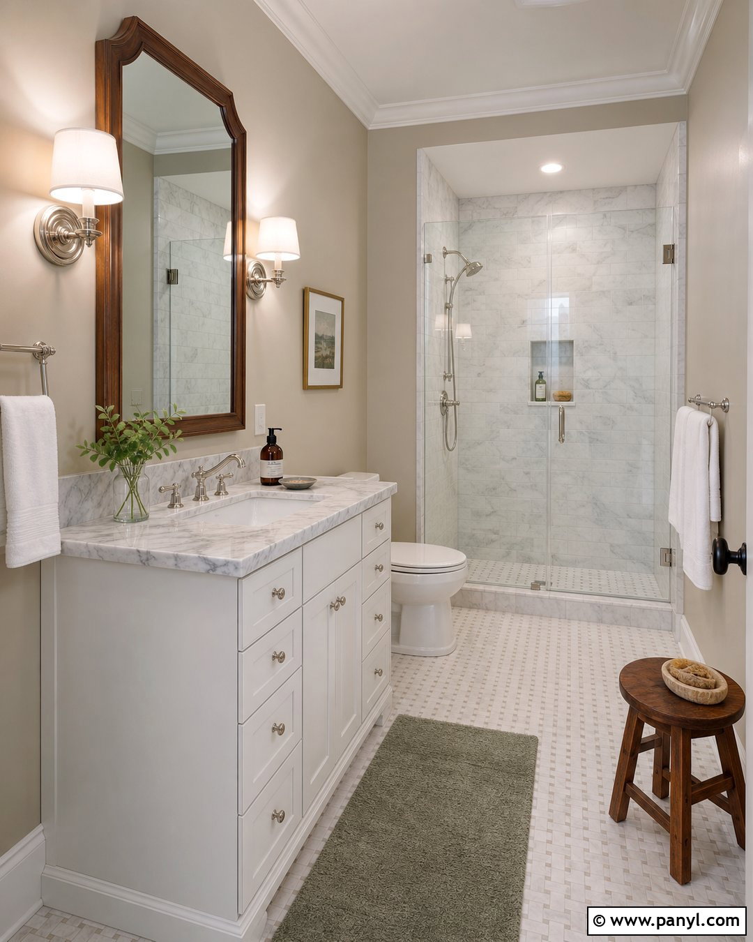 Balanced Beige Bathroom With Marble - 25 Balanced Beige Walls
