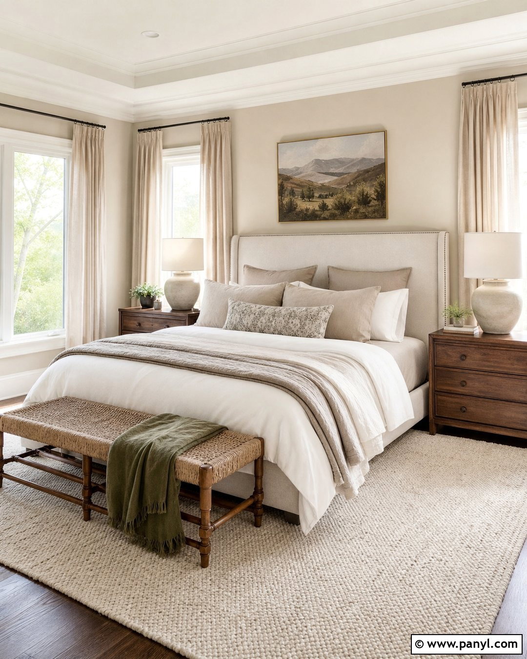 Balanced Beige Bedroom With Cream Bedding - 25 Balanced Beige Walls