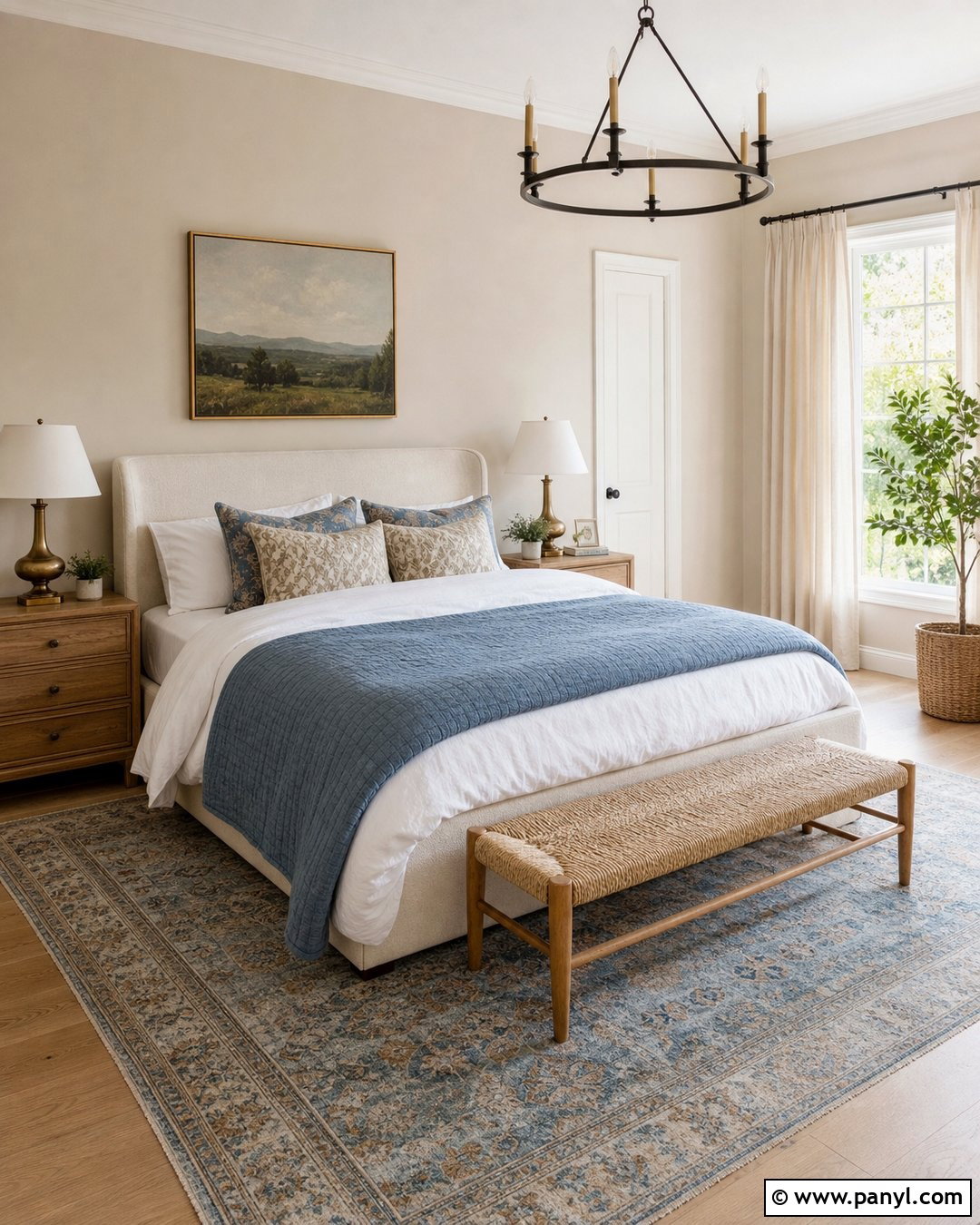 Balanced Beige Bedroom With Dusty Blue - 25 Balanced Beige Walls