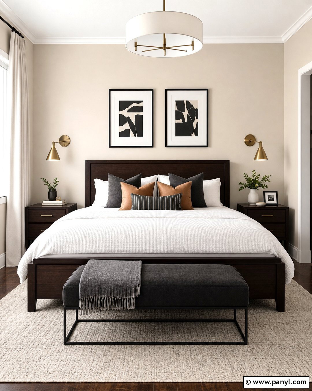 Balanced Beige Bedroom With Walnut Furniture - 25 Balanced Beige Walls
