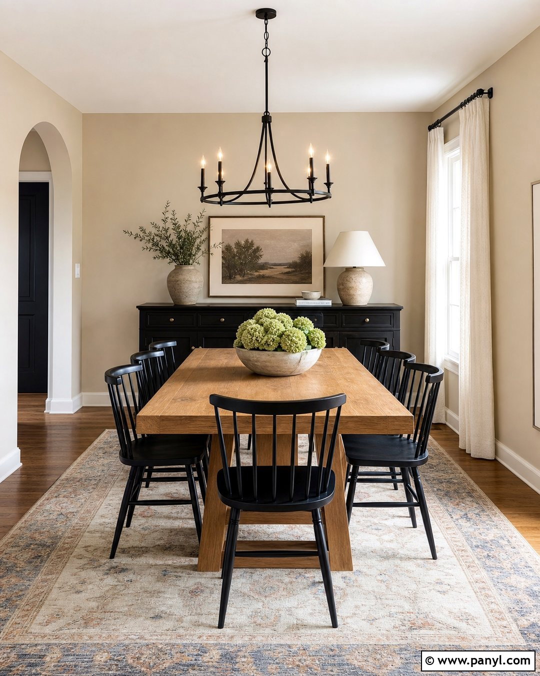 Balanced Beige Dining Room With Black Accents - 25 Balanced Beige Walls