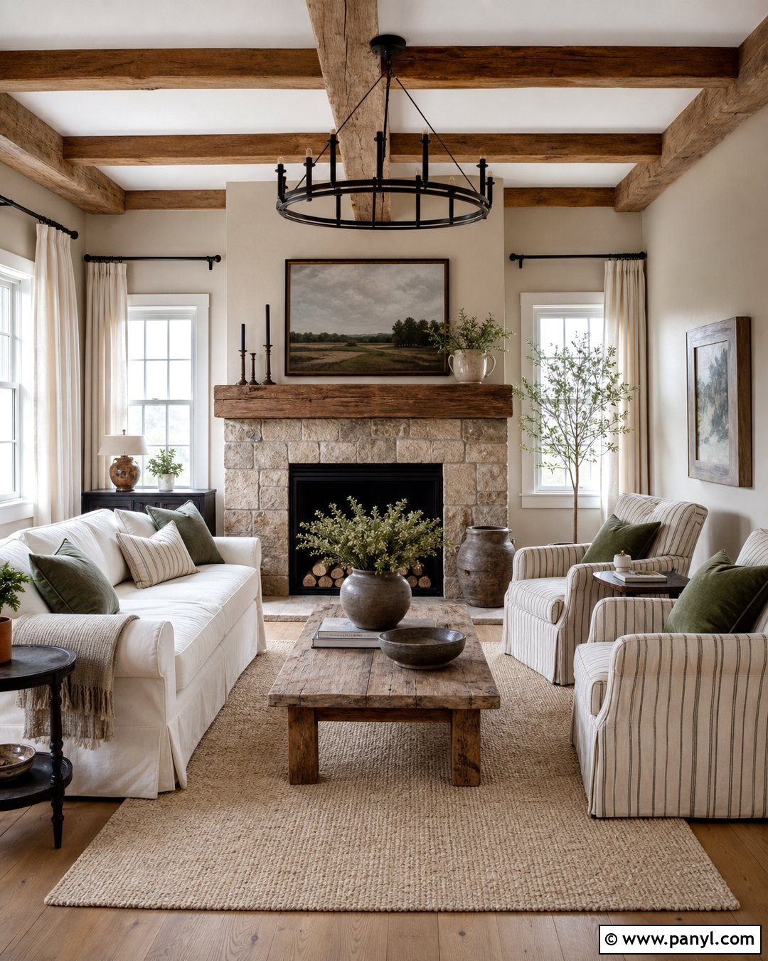 Balanced Beige Farmhouse Living Room - 25 Balanced Beige Walls
