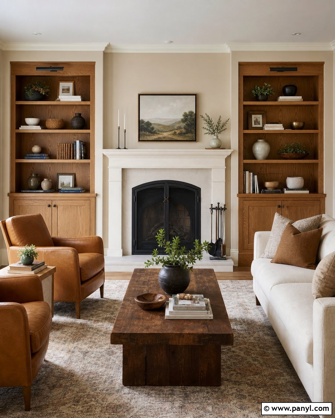 Balanced Beige Fireplace Wall - 25 Balanced Beige Walls