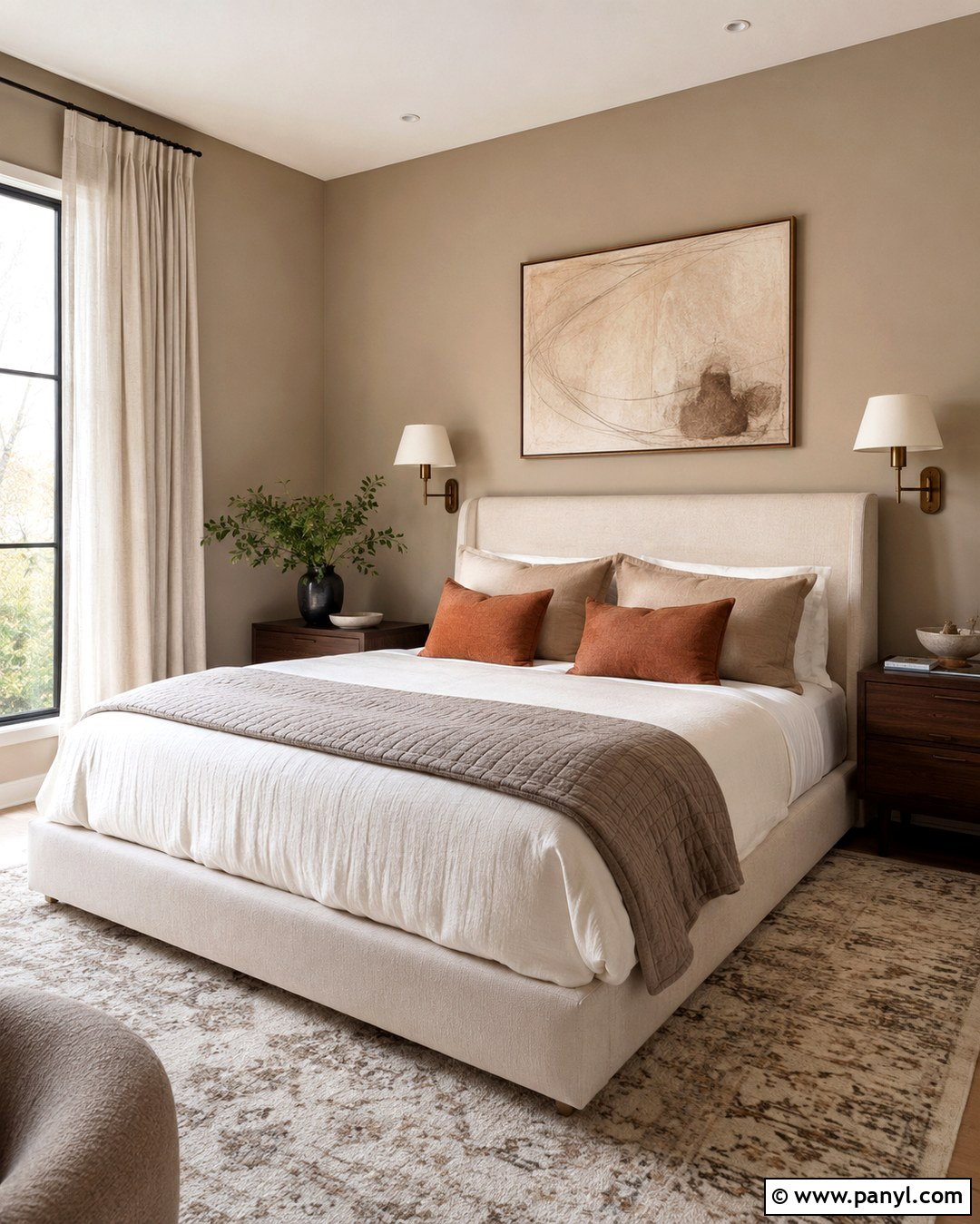 Balanced Beige Primary Bedroom - 20 Tan Wall Paint Colors