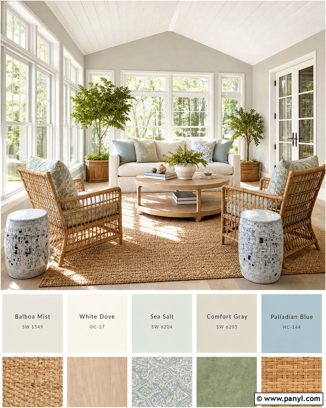 Balboa Mist And White Dove Sunroom - 20 balboa mist white dove color palette ideas