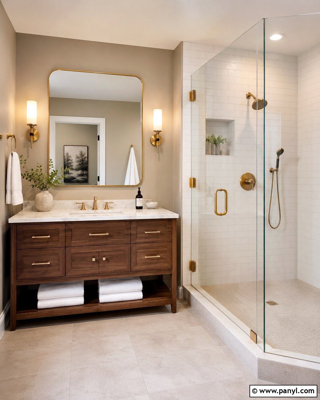 Balboa Mist Bathroom With Brass - 20 classic grey vs balboa mist ideas