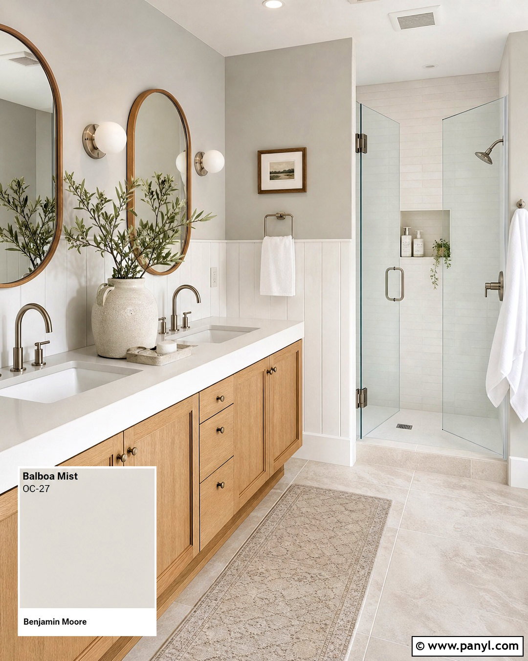 Balboa Mist Bathroom - 20 warm gray paint color ideas
