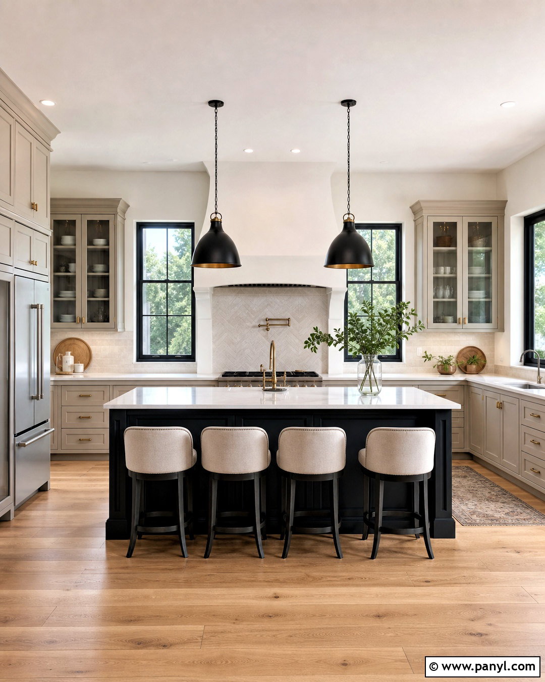 Balboa Mist Cabinets With Black Island - 20 balboa mist kitchen cabinets