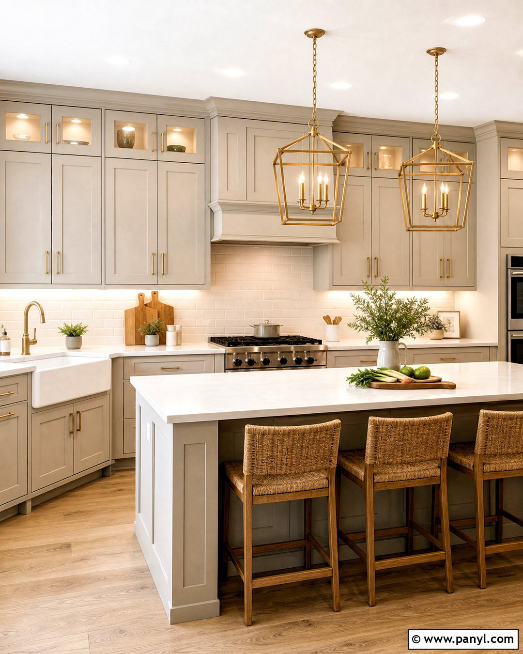Balboa Mist Cabinets With Brass Hardware - 20 balboa mist benjamin moore kitchen ideas