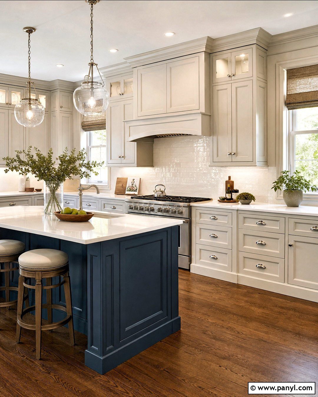 Balboa Mist Cabinets With Polished Nickel Hardware - 20 balboa mist kitchen cabinets