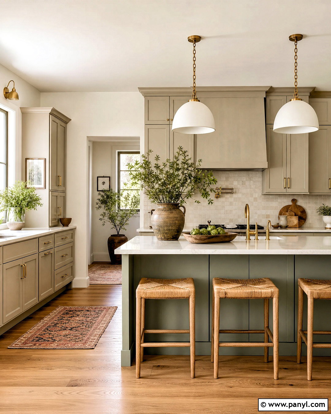 Balboa Mist Cabinets With Sage Green Island - 20 balboa mist kitchen cabinets