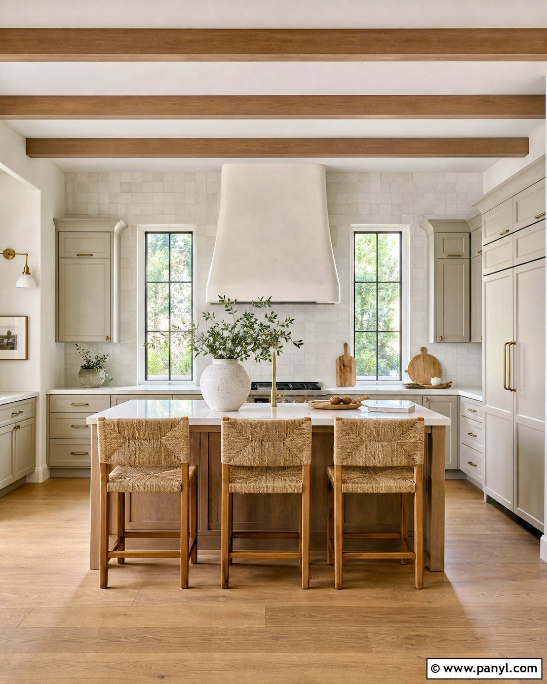 Balboa Mist Cabinets With White Oak Island - 20 balboa mist benjamin moore kitchen ideas