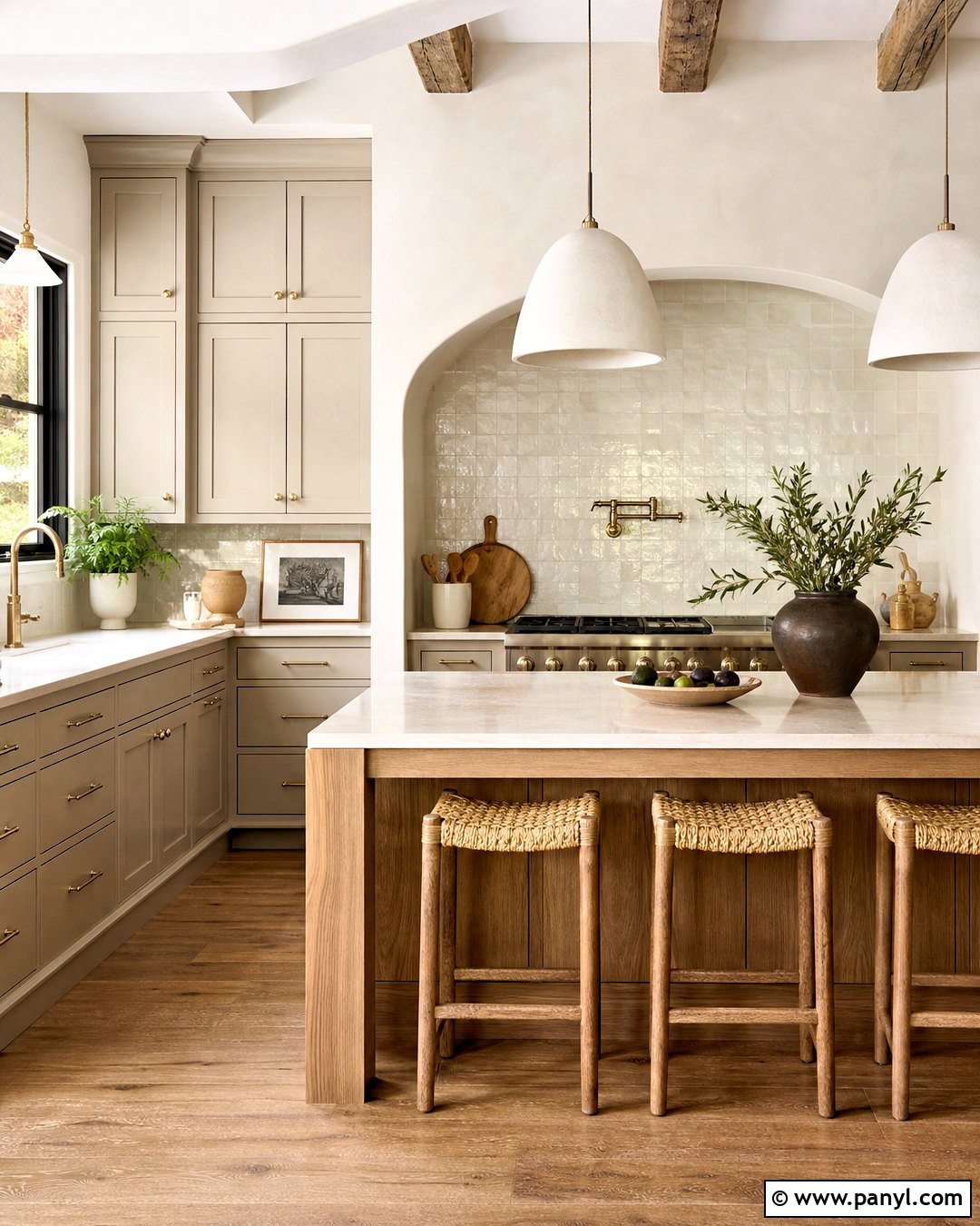 Balboa Mist Cabinets With Zellige Backsplash - 20 balboa mist kitchen cabinets