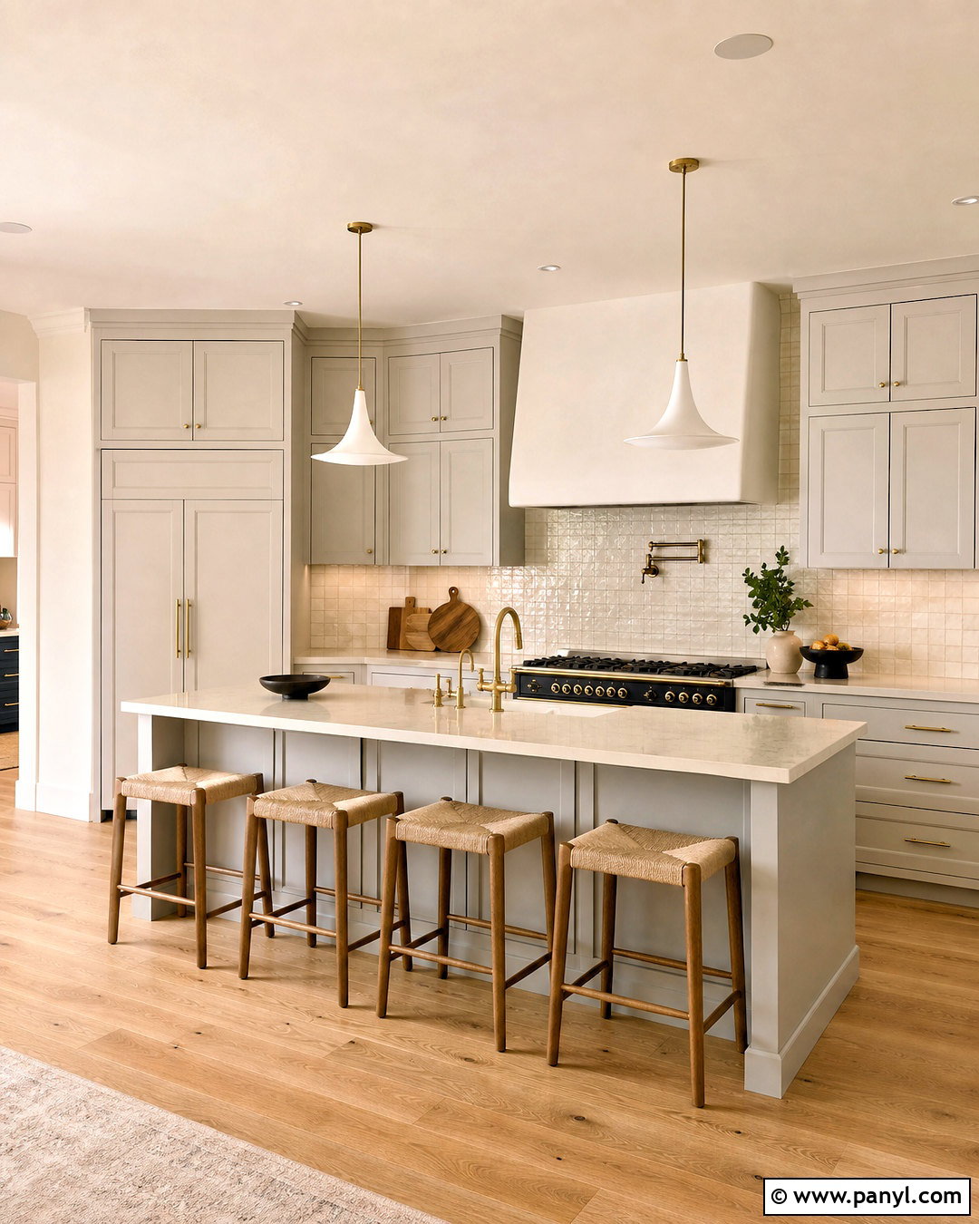 Balboa Mist Cabinets With Zellige Backsplash - 20 balboa mist benjamin moore kitchen ideas
