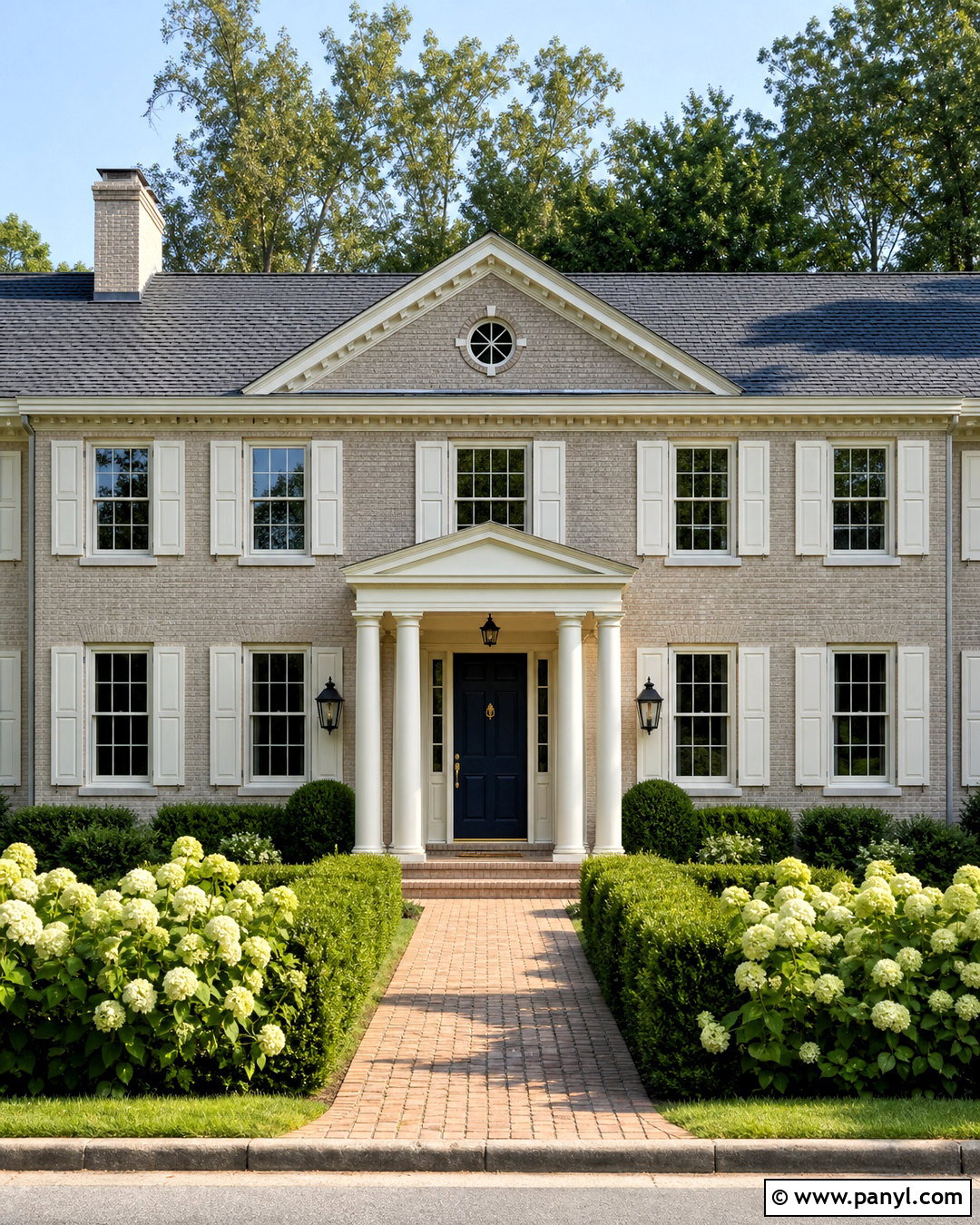 Balboa Mist Colonial Exterior With White Dove Shutters - 20 balboa mist and white dove ideas