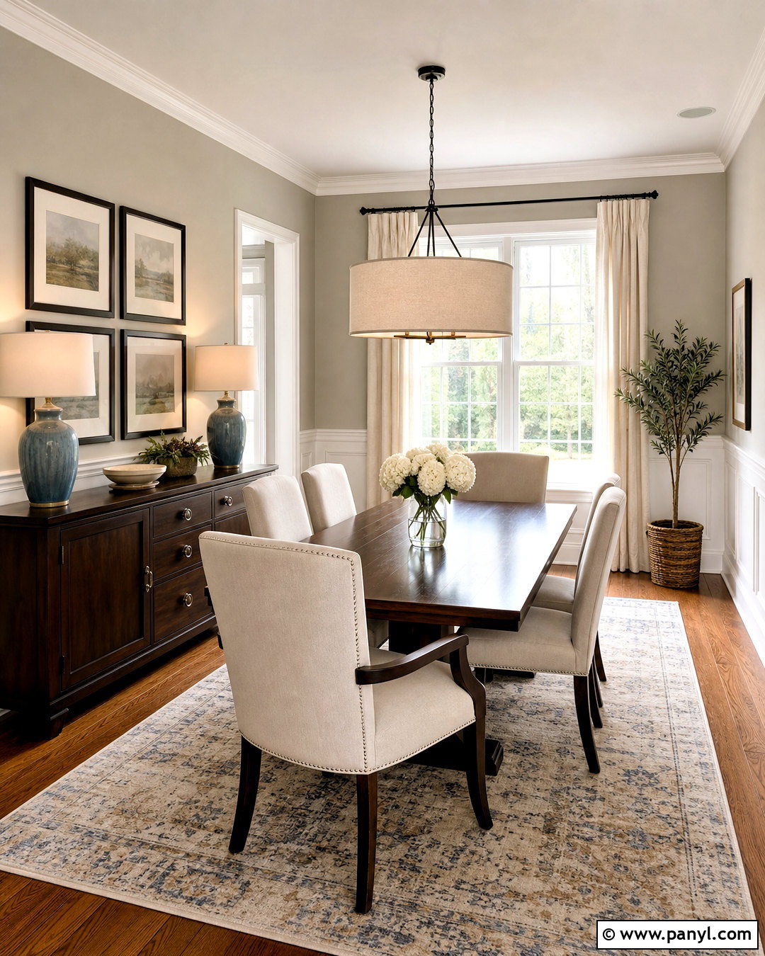 Balboa Mist Dining Room With White Dove Wainscoting - 20 balboa mist and white dove ideas