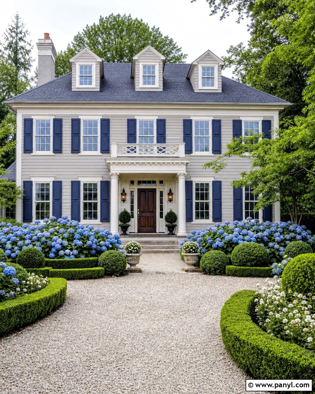 Balboa Mist Exterior With Navy Blue Shutters - 20 balboa mist house exterior ideas