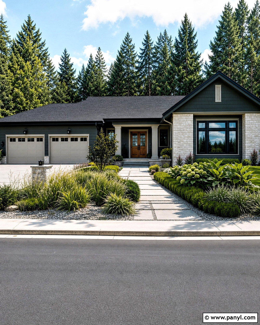 Balboa Mist Garage Doors With Dark Green Siding - 20 balboa mist oc-27 exterior ideas