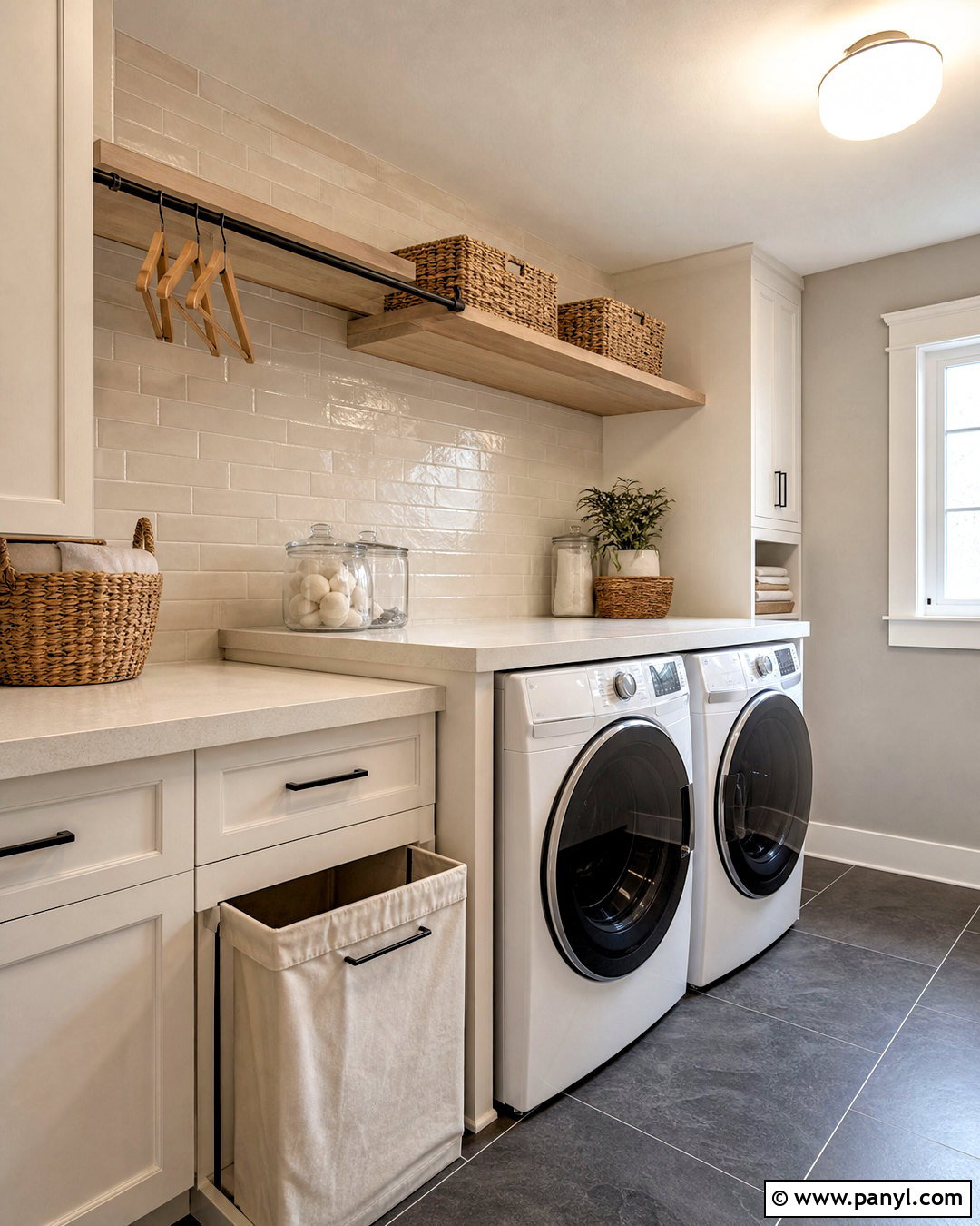 Balboa Mist Laundry Room With White Dove Cabinets - 20 balboa mist and white dove ideas