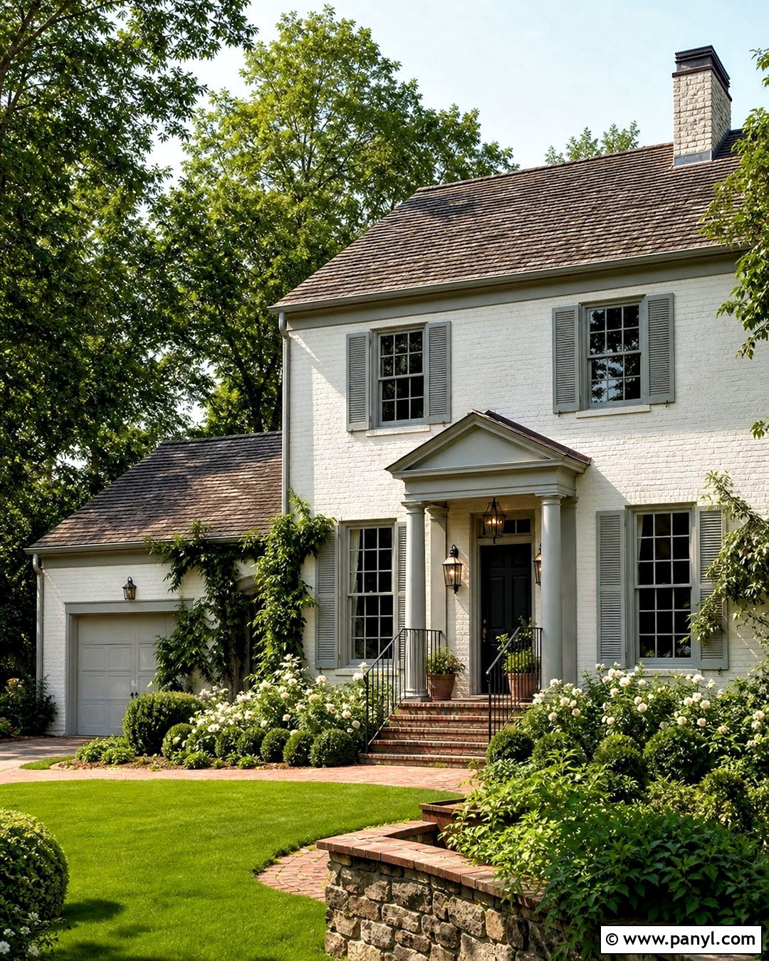 Balboa Mist Trim With Limewashed Brick - 20 balboa mist oc-27 exterior ideas