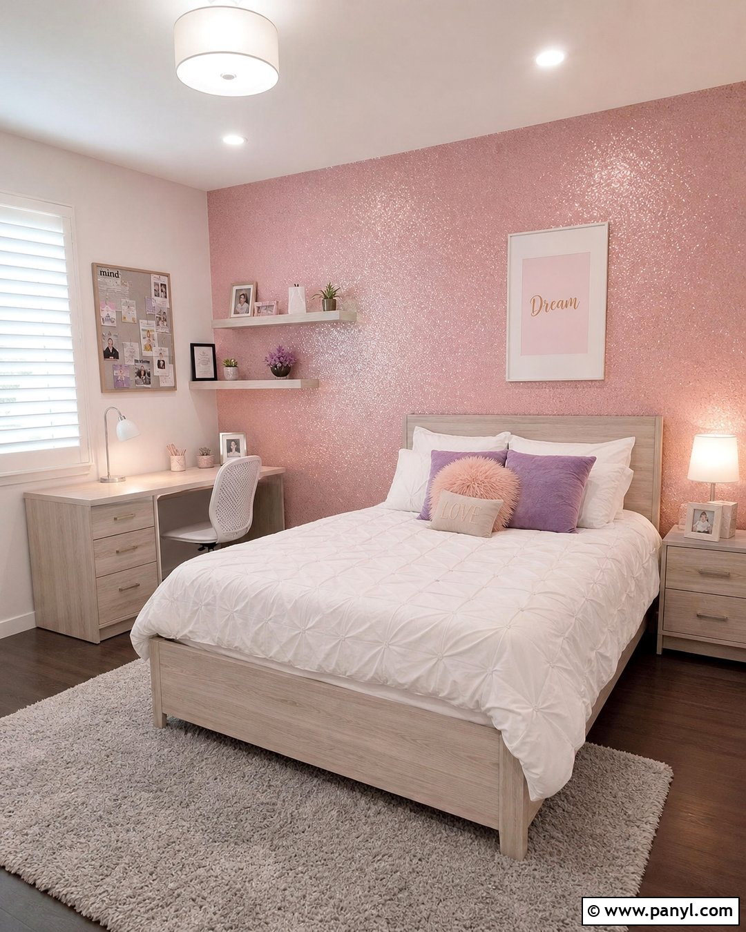 Ballet Pink Sparkle Teen Bedroom Wall - 20 Pink Sparkle Paint For Walls