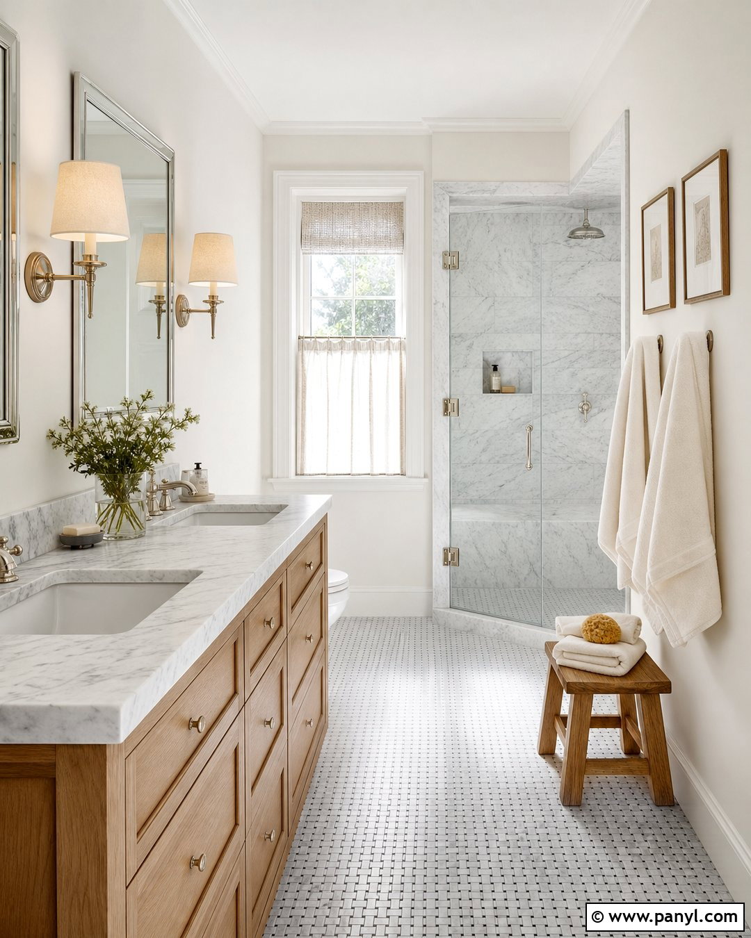 Ballet White Bathroom With Marble Tile - 30 Ballet White Benjamin Moore Walls