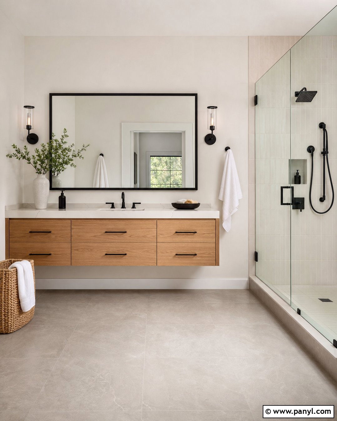 Ballet White Bathroom With Matte Black Fixtures - 30 Ballet White Benjamin Moore Walls