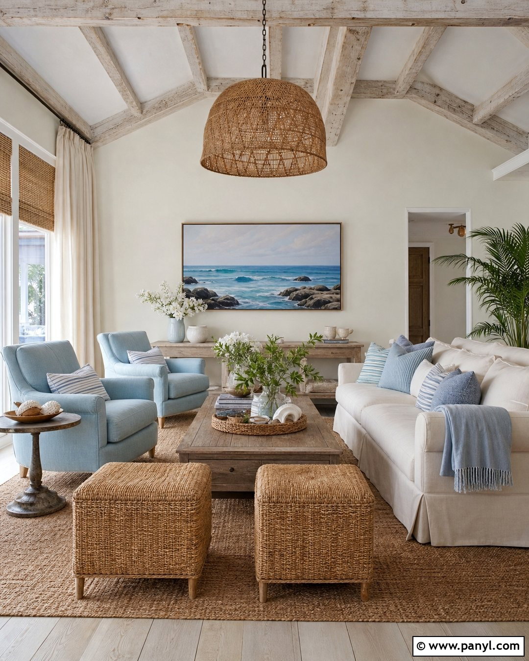Ballet White Coastal Living Room - 30 Ballet White Benjamin Moore Walls