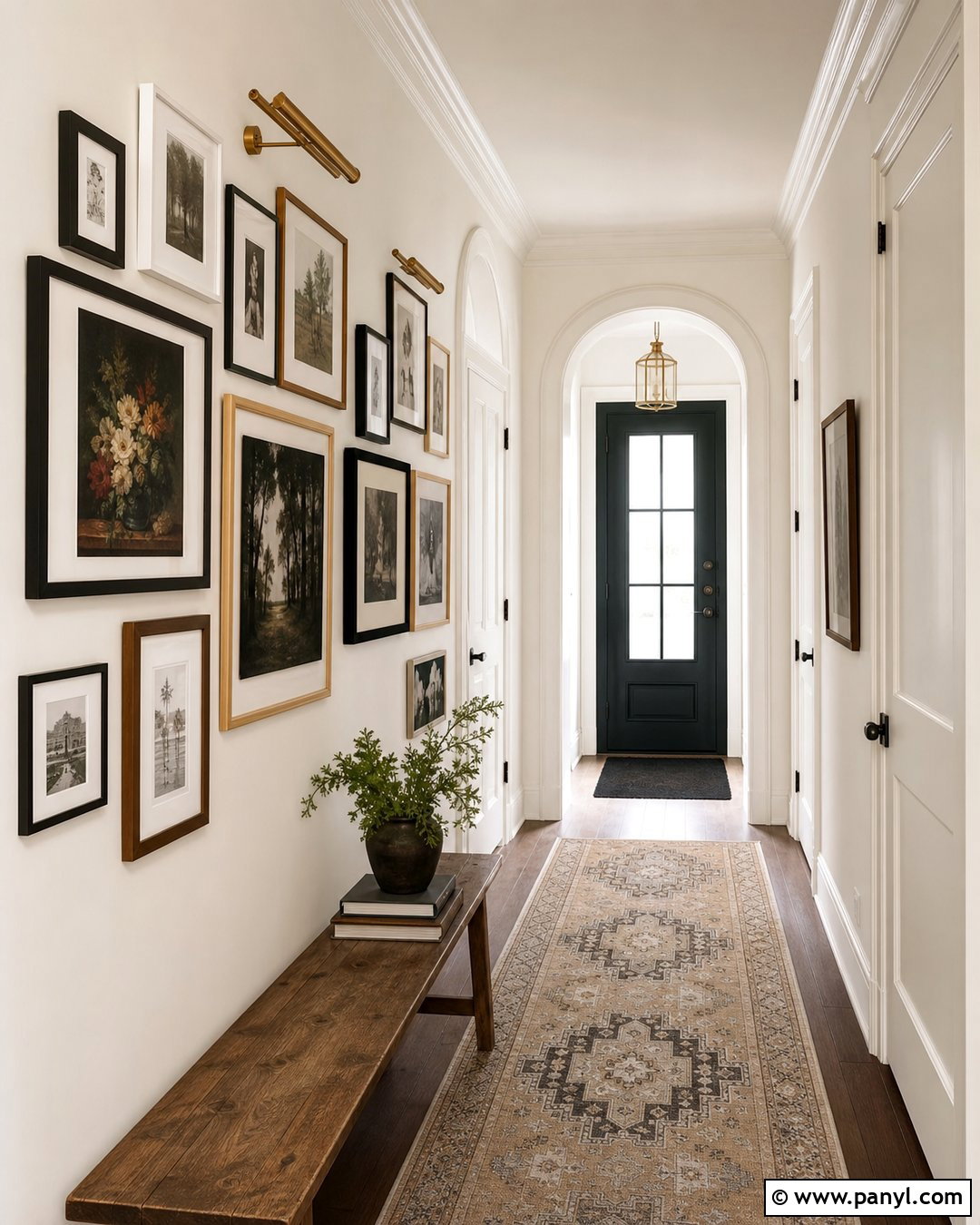 Ballet White Hallway Gallery Wall - 30 Ballet White Benjamin Moore Walls
