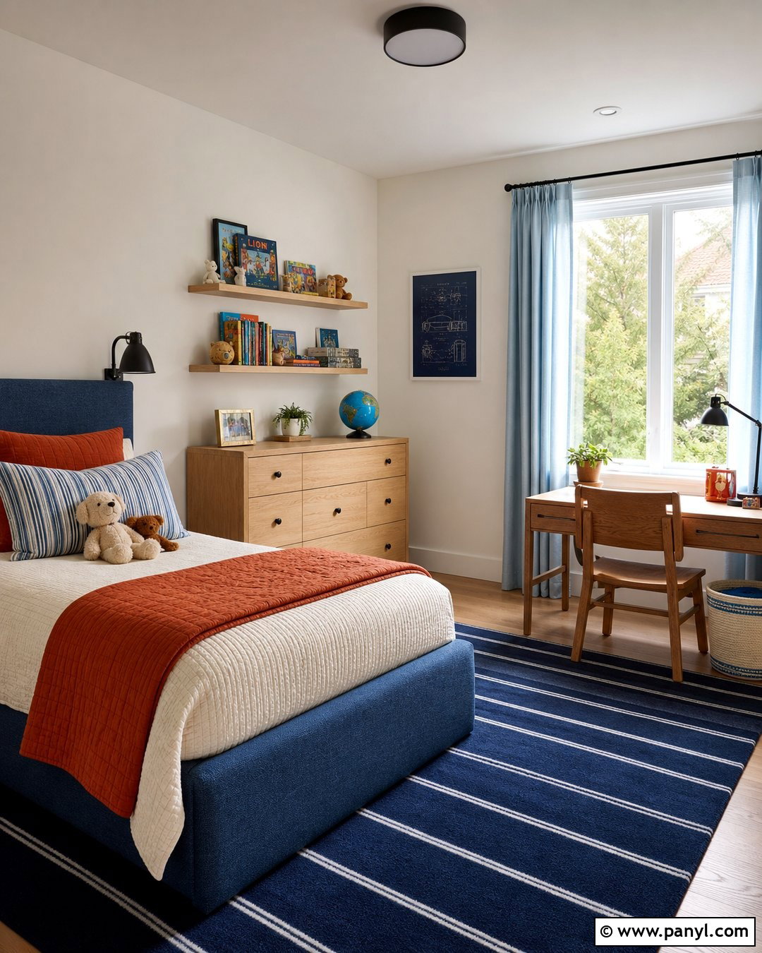 Ballet White Kids Bedroom With Blue Accents - 30 Ballet White Benjamin Moore Walls
