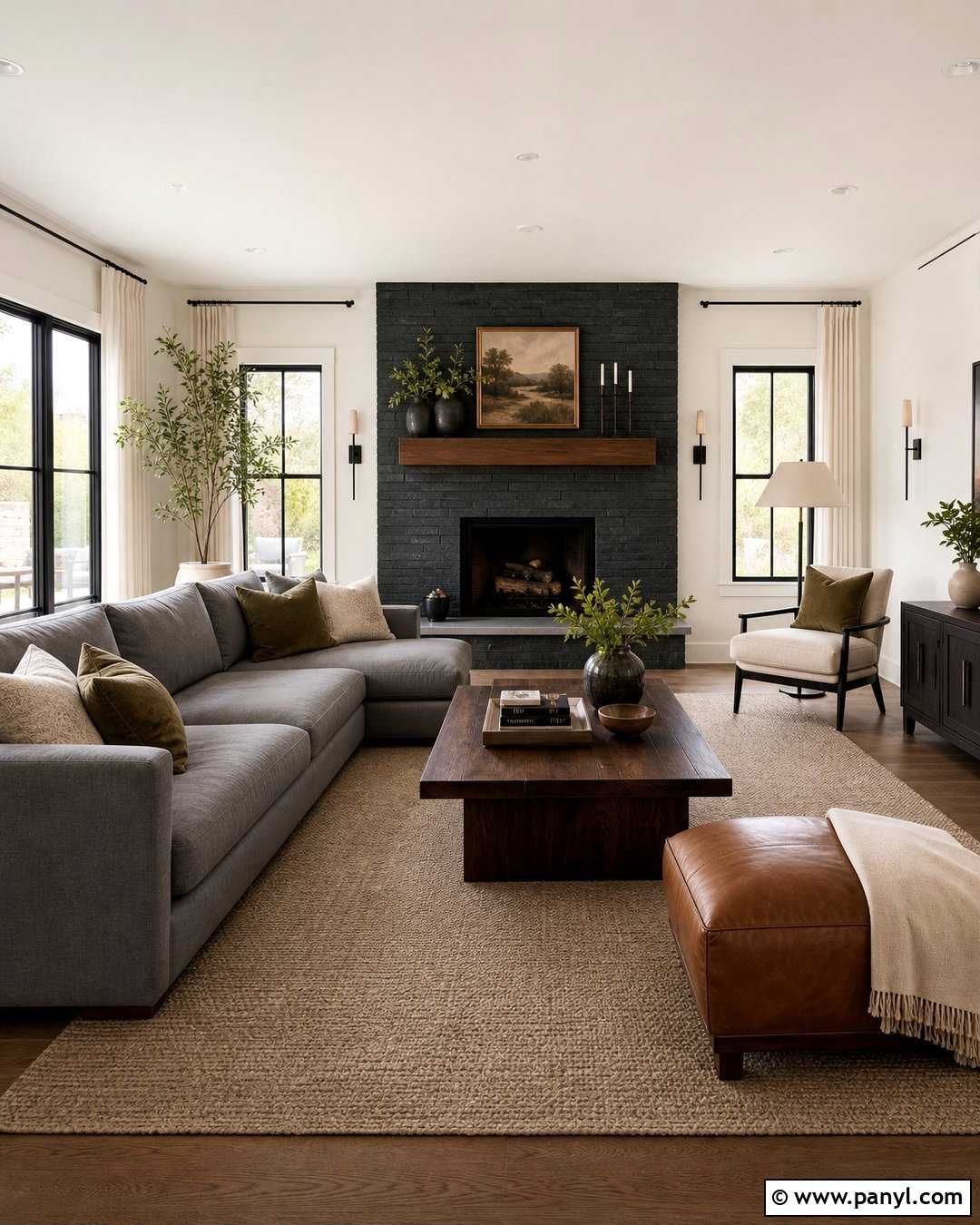 Ballet White Living Room With Charcoal Accents - 30 Ballet White Benjamin Moore Walls