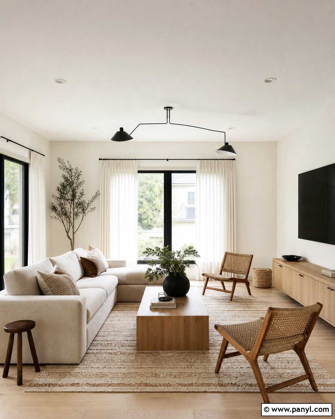 Ballet White Living Room With White Oak Furniture - 30 Ballet White Benjamin Moore Walls