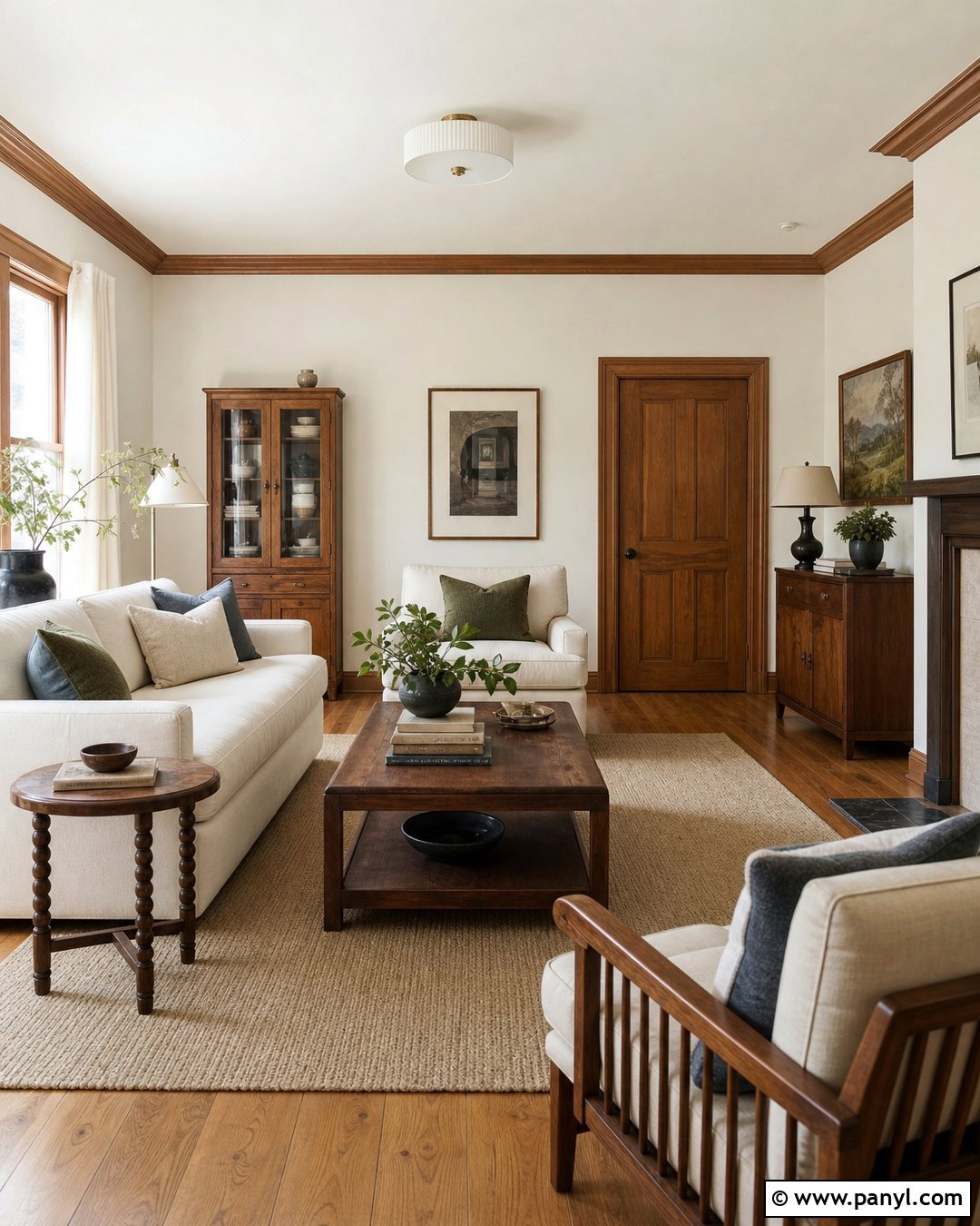 Ballet White Walls With Natural Wood Trim - 30 Ballet White Benjamin Moore Walls