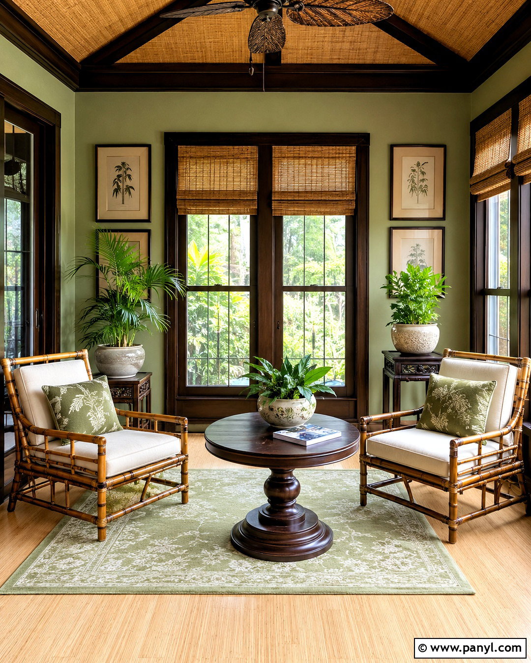 Bamboo And Dark Oak Sunroom - 20 different wood tones in one room ideas
