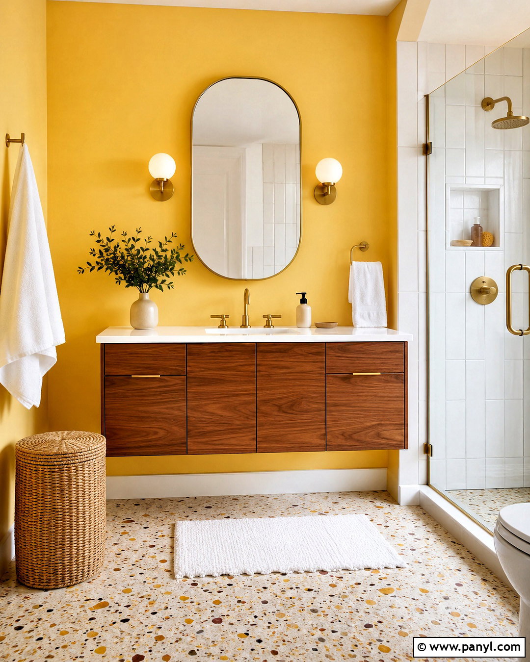 Banana Yellow And Walnut Bathroom - 20 Yellow Bathroom Colors