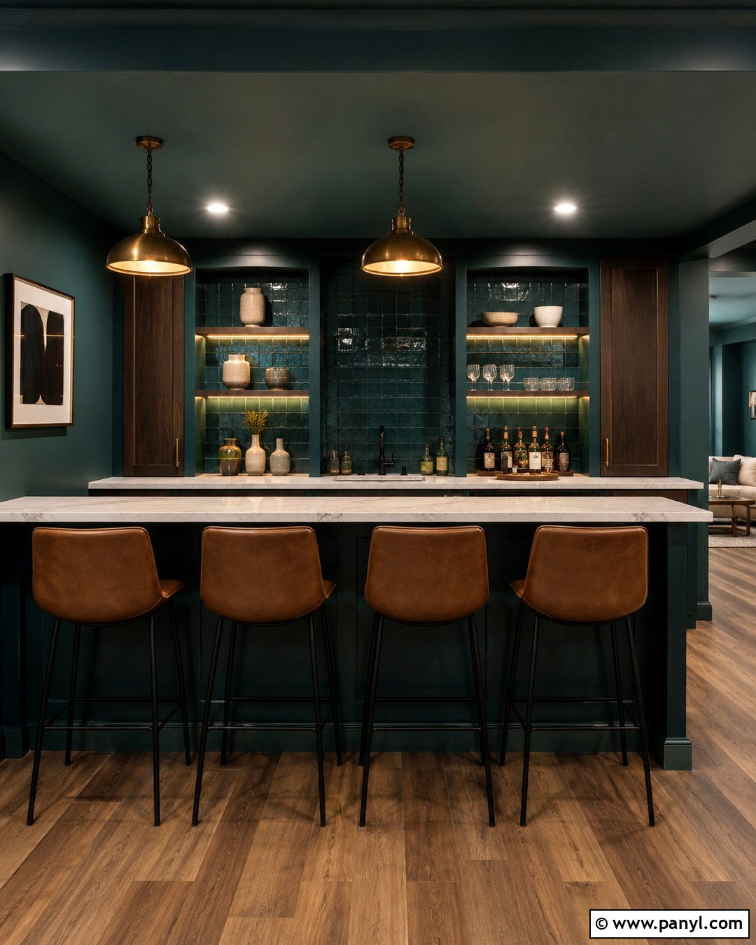 Basement Bar Deep Teal Walls - 20 Basement Bar Wall Colors