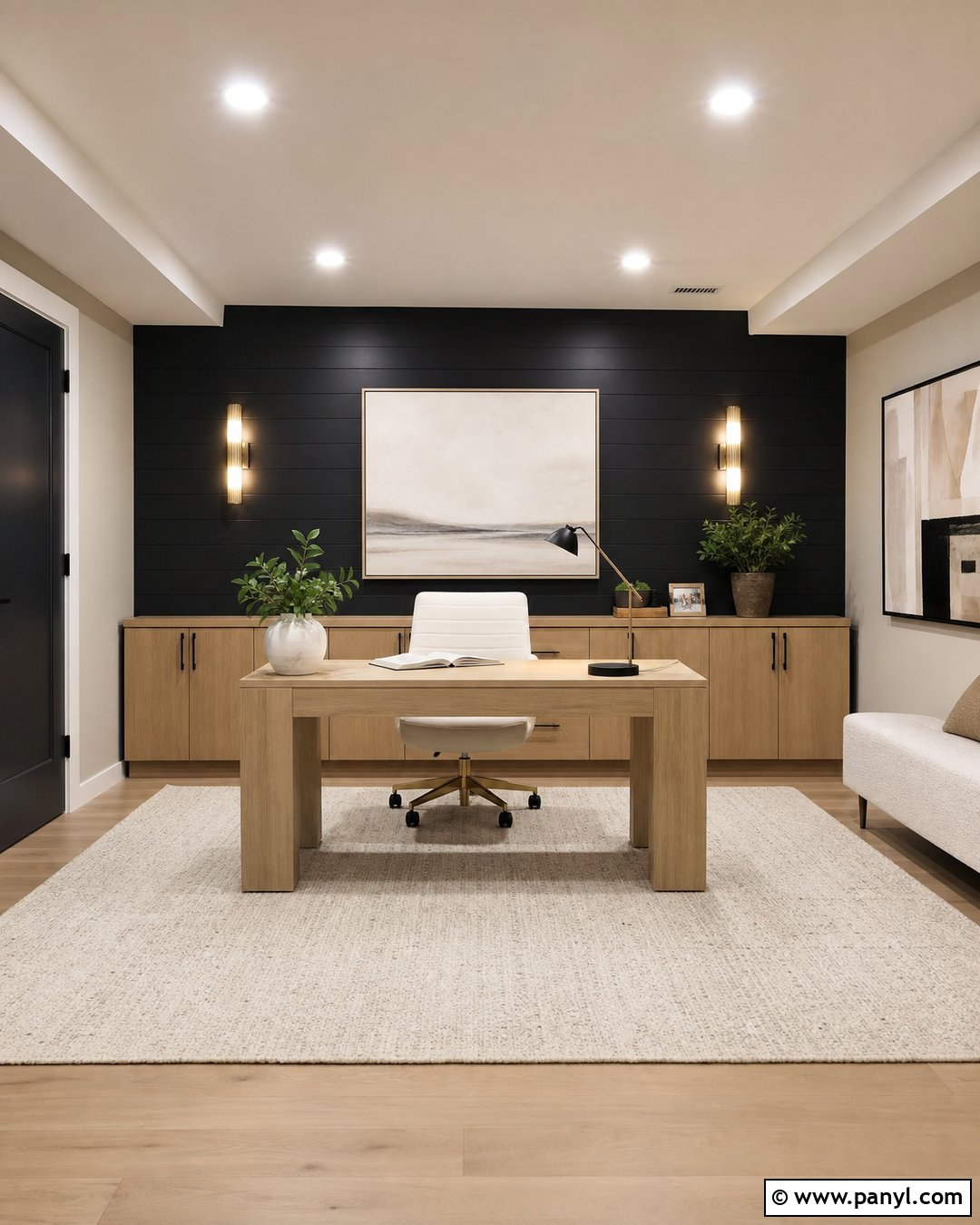 Basement Black Accent Wall Office - 35 Black Accent Wall Office Ideas