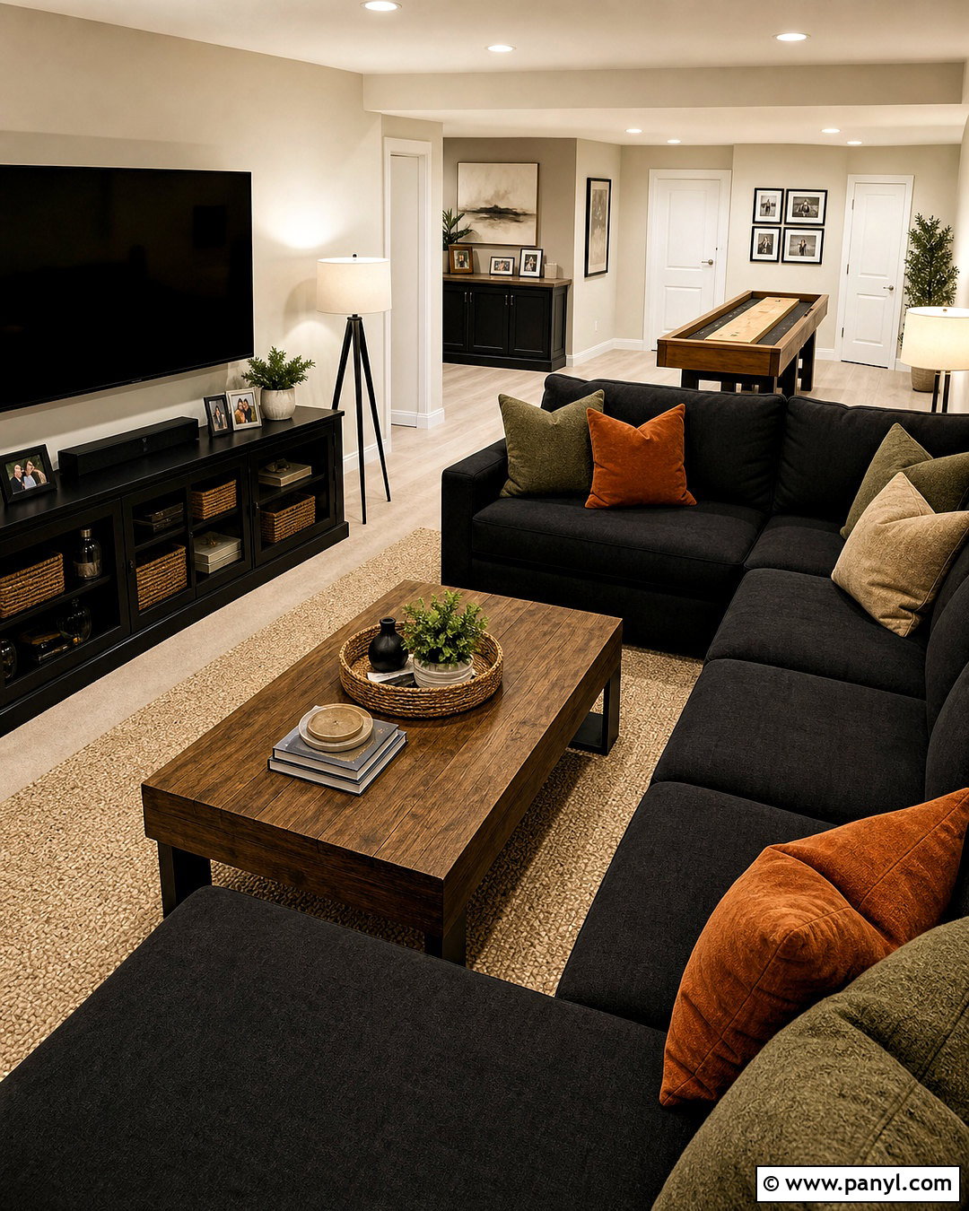 Basement Family Room With Black Furniture - 20 room with black furniture ideas