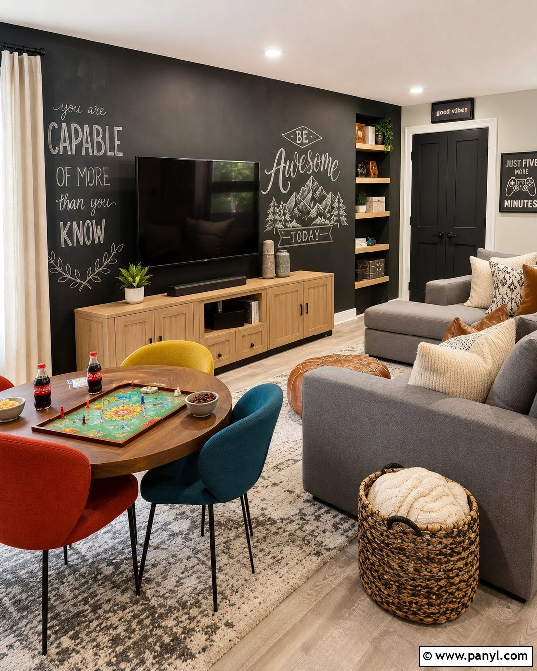 Basement Game Room Chalkboard Wall - 20 Chalkboard Painted Wall Ideas