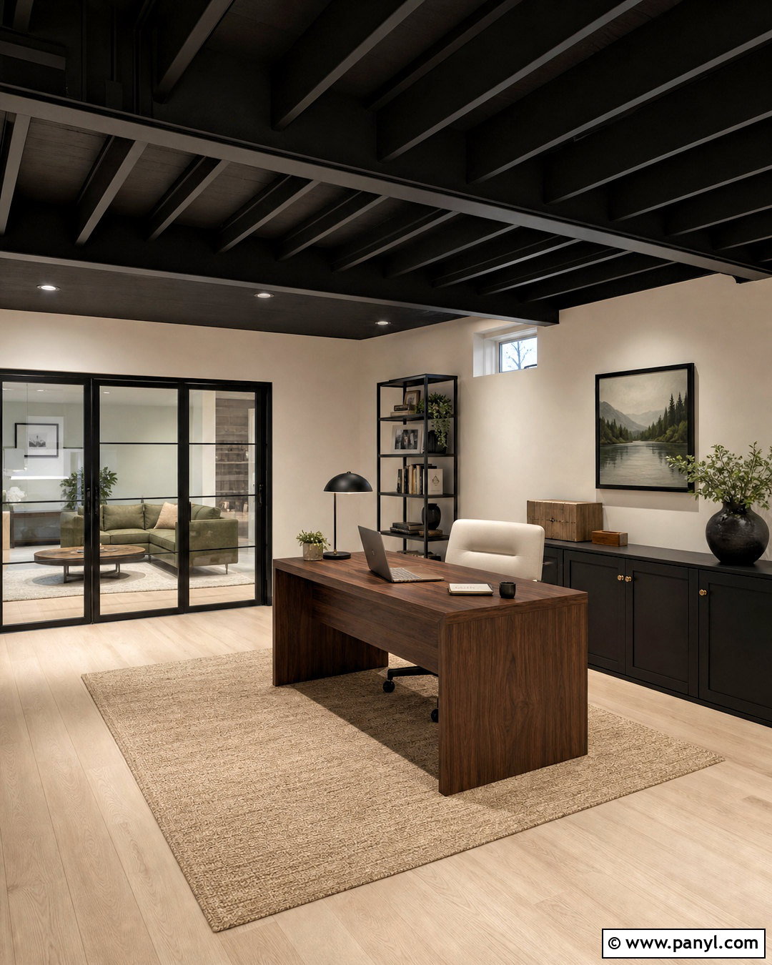 Basement Office With Black Ceiling - 20 basement with black ceiling ideas