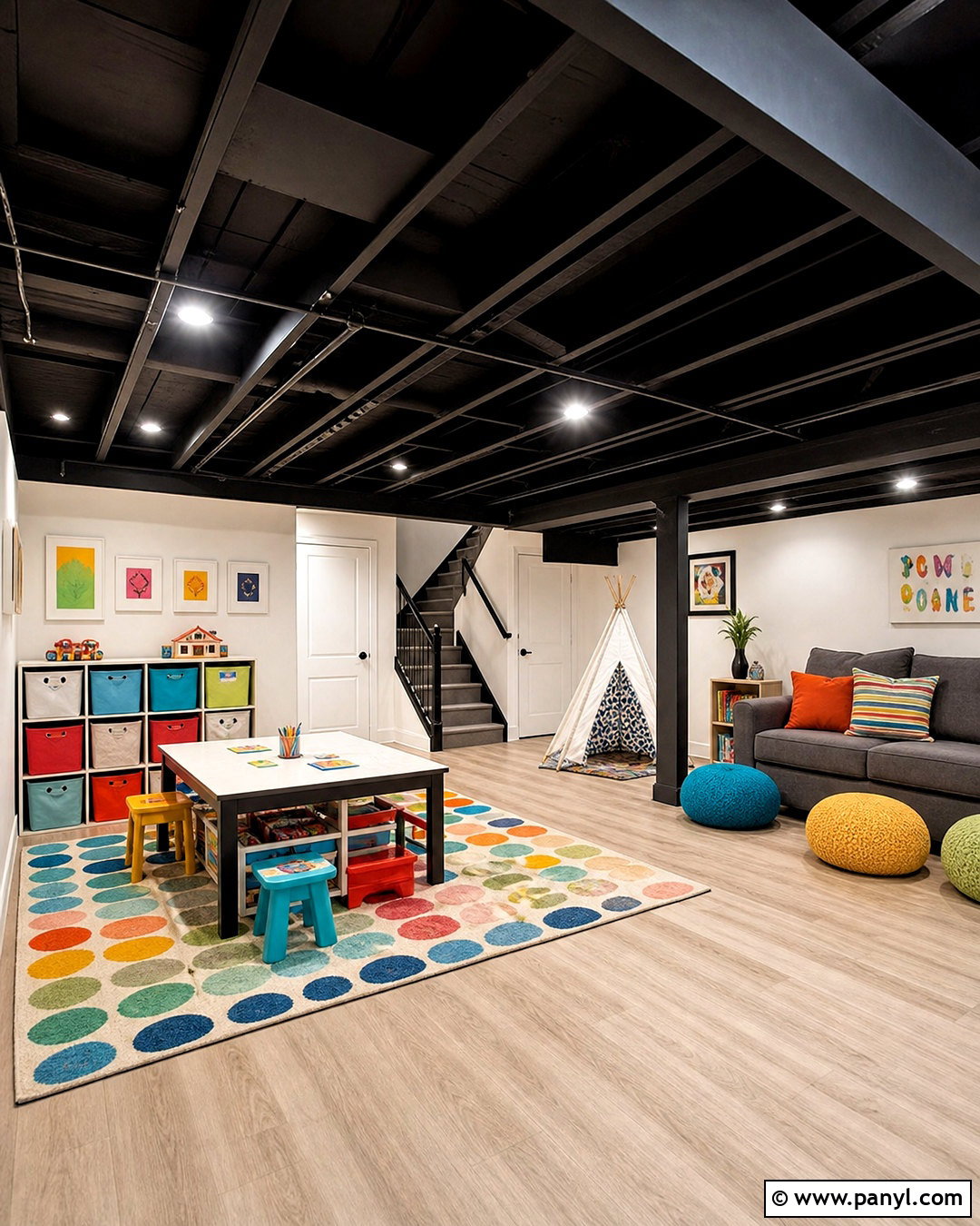 Basement Playroom With Black Ceiling - 20 basement with black ceiling ideas