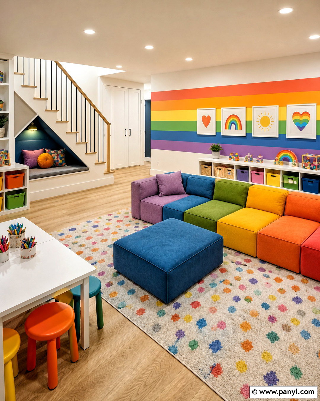 Basement Rainbow Playroom - 20 rainbow playroom ideas