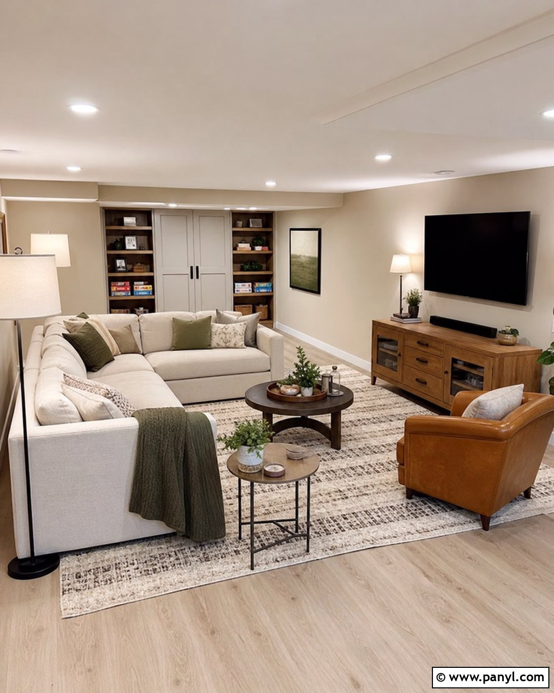 Basement With Vanilla Latte Walls - 50 Vanilla Latte Color Wall Ideas