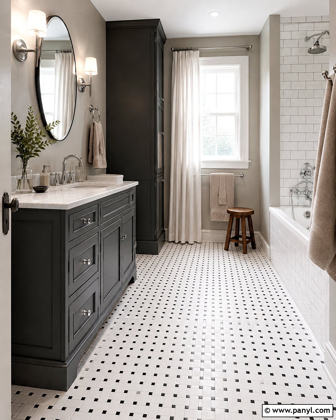 Basketweave Bathroom Floor Tile - 20 black and white pattern tile bathroom ideas