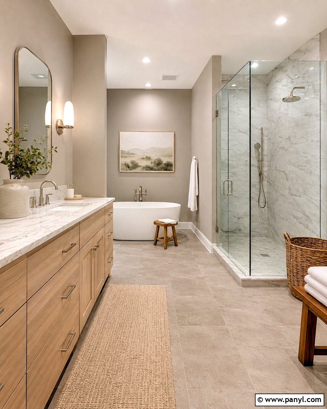 Bathroom Greige Walls With Marble - 40 greige walls