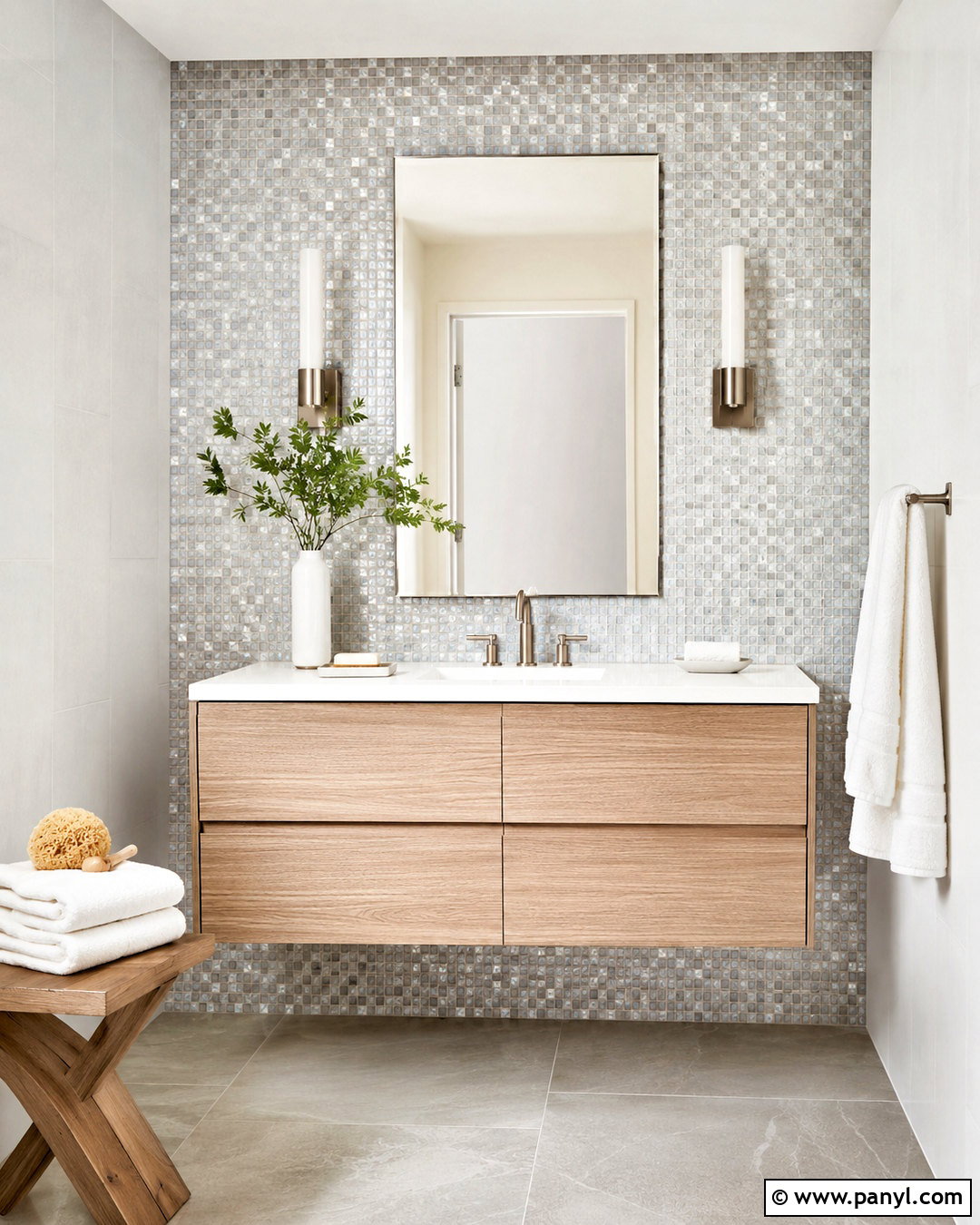 Bathroom Silver Mosaic Wall - 35 silver shimmer wall ideas
