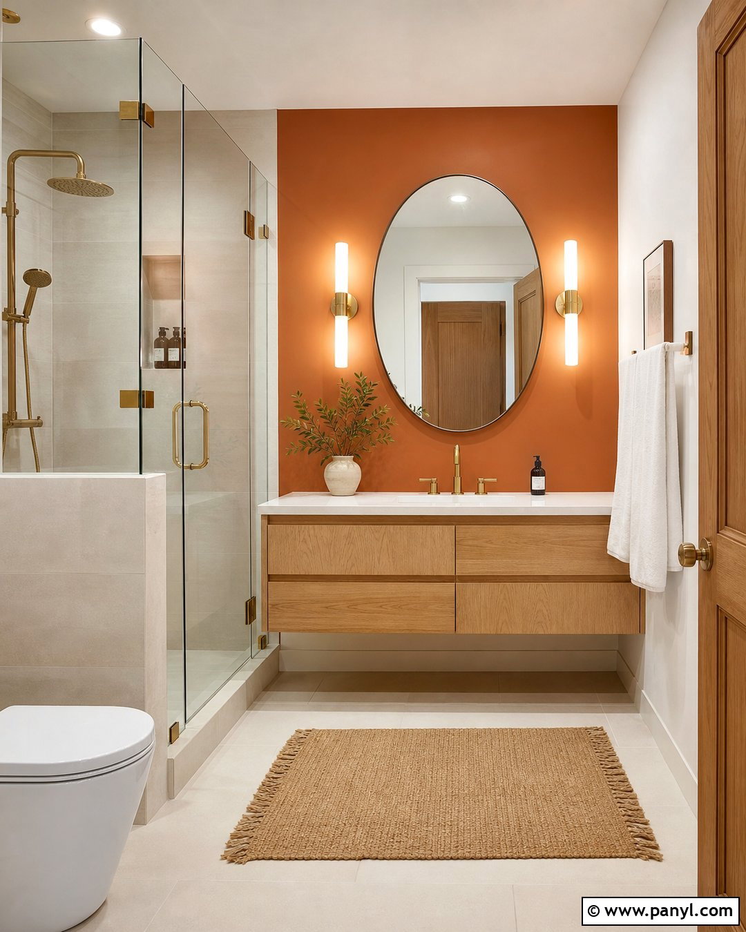 Bathroom Vanity Burnt Orange Accent Wall - 35 Burnt Orange Accent Wall Ideas
