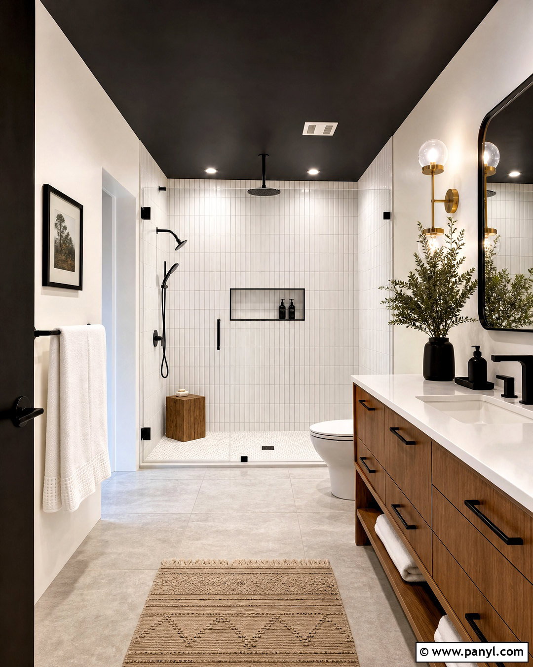 Bathroom With Black Ceiling And White Walls - 20 black ceiling white walls
