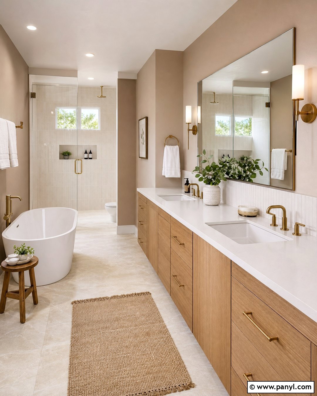 Bathroom With Light Brown Walls - 35 light brown walls
